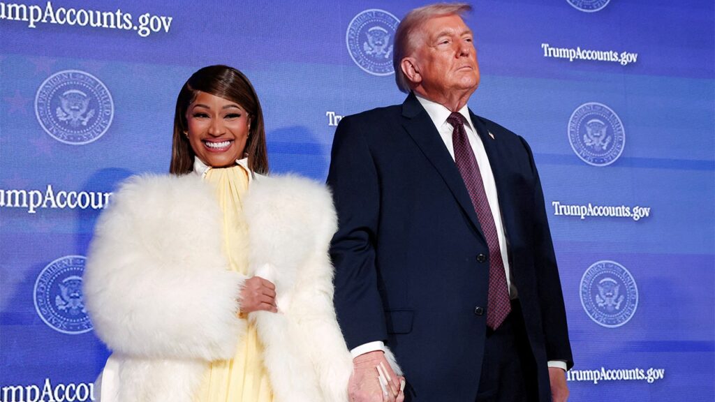 Nicki Minaj holds palms with President Donald Trump at Treasury summit | USAEMALL.com