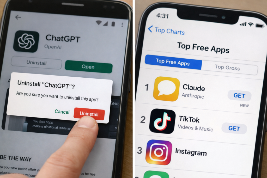 ChatGPT uninstalls surge as OpenAI defence deal fuels app backlash | USAEMALL.com